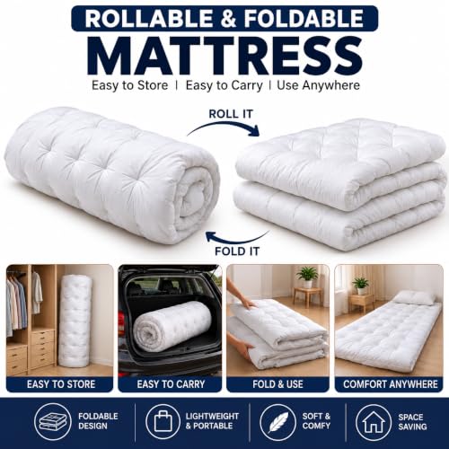 Image of Sleepy Bunny Cotton Mattress Single Bed 4 x 6 Feet | Gadda Single Bed for Floor | Comfortable Bad Gadda for Daily Use | Gadi for Home, Hostel, PG & Guests