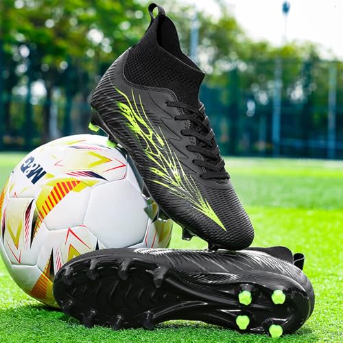 Image of Soccer Cleats for Mens Womens High Tops Lace Up Unisex Football Shoes Indoor Turf Soccer Shoe