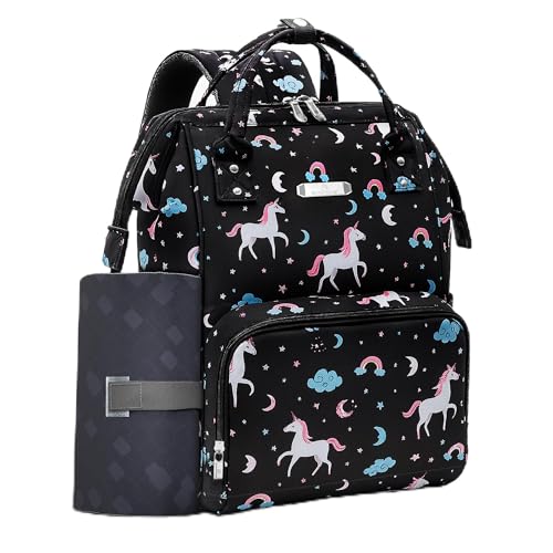 Image of StarAndDaisy Baby Bag for Mother Travel /Diaper Bag for Mothers for Travel with Changing Sheet /Diaper Bags for Mom with Multiple Pockets with 3 Double Insulated Bottle Holders (Black)