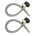 METER STAR 18inch Pigtail Stainless Braided RV Regulator Propane Hose Connector with Gauge QCC Type1 Connection 2PCS/lot