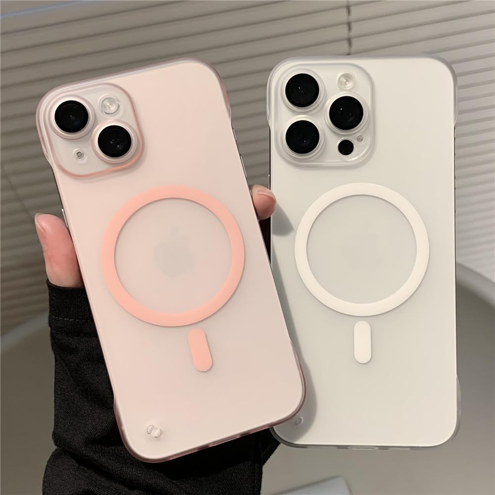 Amazon.co.jp: 超薄型フレームレスマットクリア磁気ケース iPhone 15  