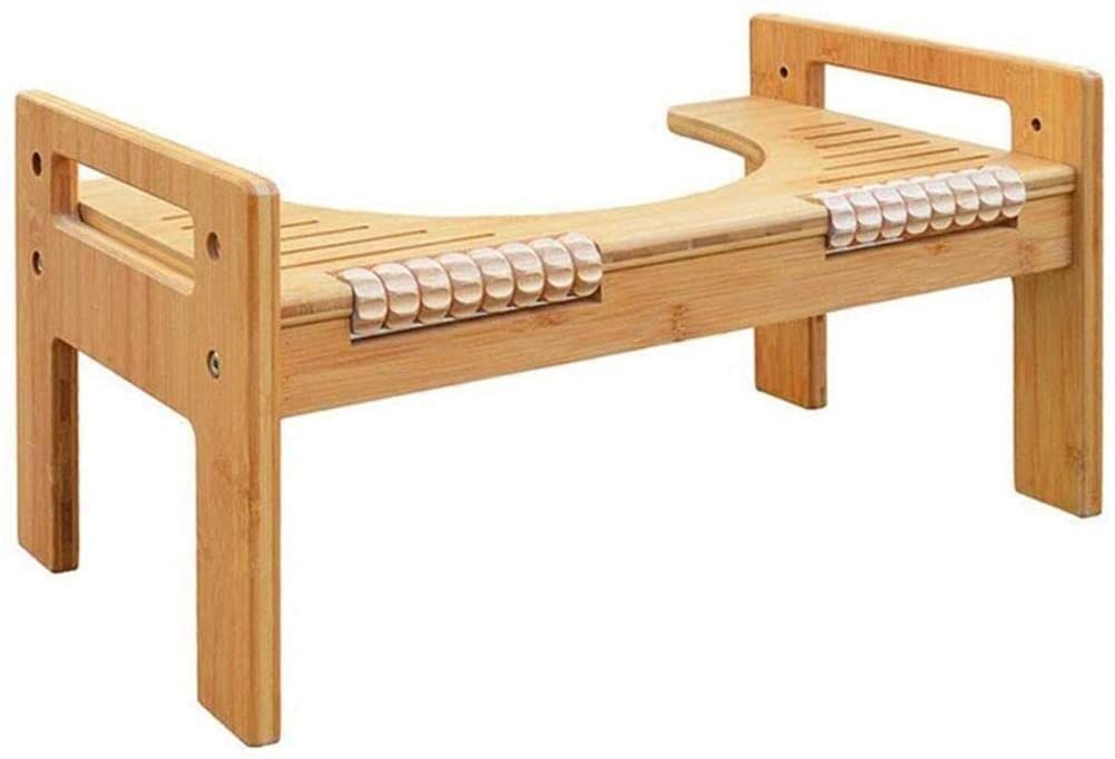 X&Z-XAOYBamboo Squatting Step Toilet Stool,Non- Slip Bathroom Squat Aid, Proper Toilet Posture Footstool With Bipedal Massager