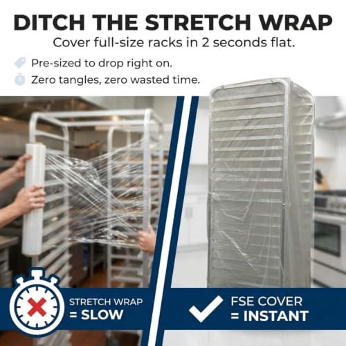 Image of FSE Disposable Commercial Grade Sheet Pan /Bun Pan Rack Covers, 20.25 inch W x 26 inch D x 69 inch H, Clear, 50 Count