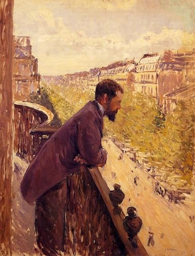 Peinture Caillebotte L'homme au balcon sur toile modern haut de gamme 60x90cm