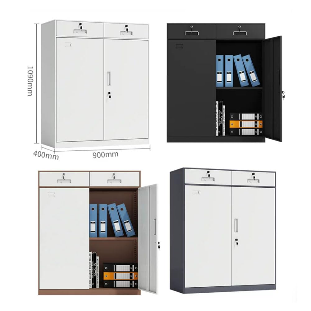Aktenschrank Metall, Ordnerschrank Großer Stauraum White 109cm