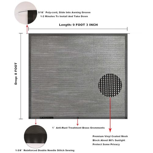 Image of RV Awning Mesh Sun Shade Screen for Motorhome Camper Trailer Sunshade