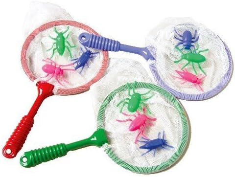 US Toy Assorted Color Bug Catcher Butterfly Nets with Plastic Bug - 12 sets