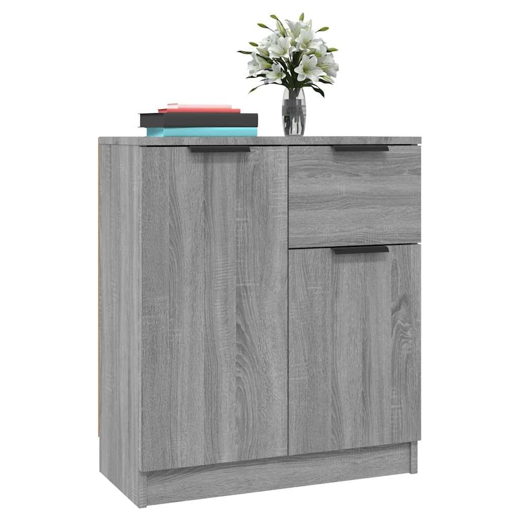 Kredens Sonoma szary, 60 x 30 x 70 cm, z materiału drewnopochodnego, z 2 drzwiami i 1 szufladą, wszechstronne miejsce do przechowywania, szafka do salonu i kuchni