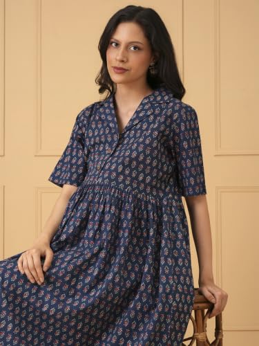 Image of The Mom Store Maternity and Nursing Dress | Pre and Post Pregnancy Dress for Womens | Zipper /Button Opening | Causal Wear | Trendy Stylish Causal Dresses for New Moms