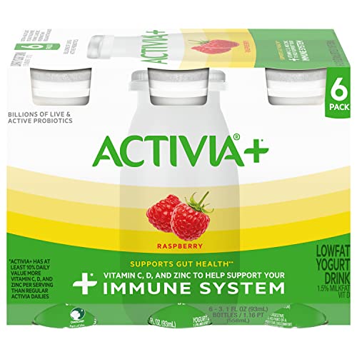 Activia+ Probiotic Low Fat Yogurt Drink, Raspberry, 3.1Oz., 6 Pack, Immune System Support #TOP1