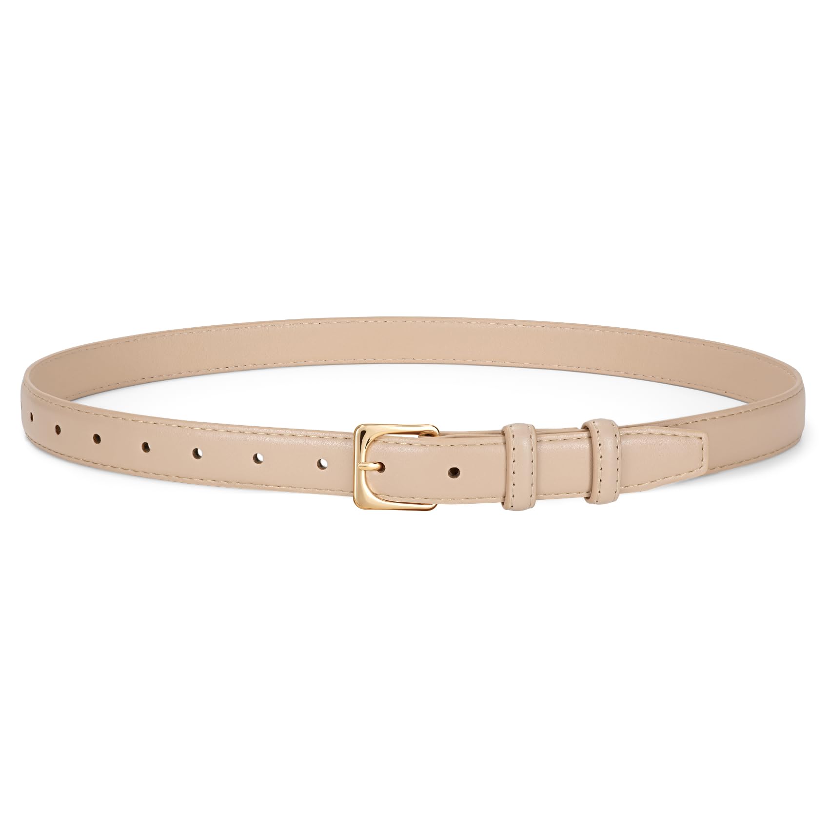 LEACOOLKEY Damen Leder Gürtel für Hosen Jeans,Mode Damen Schwarz Gürtel mit Goldener Schnalle,Weiß/Beige/Braun/Kaffee