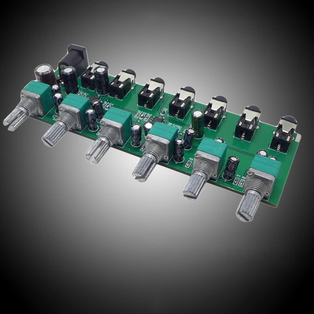 Lizusidtsy 6 Ways Stereo Mixer Audio Distributor Mixing Board with Volume Control DC5-24V 1PC 6 Inputs 1 Output