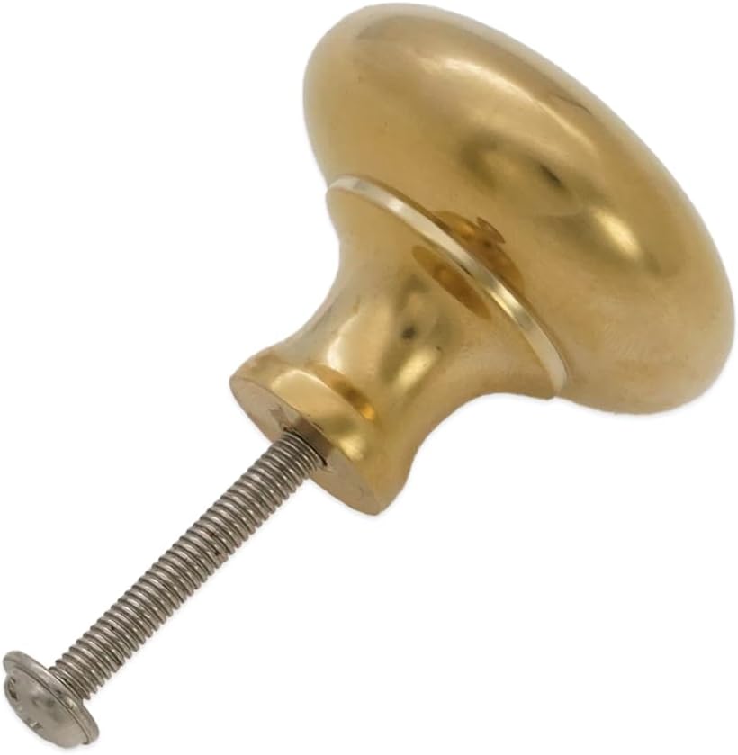 Infinity Decor Mushroom Shaped Solid Brass Round Cupboard Knob Polished Brass Pack of 4 Pull Handle 38mm – Ideal for Drawer Cabinets Doors