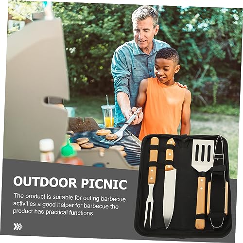 Set de utensilios para parrilla POPETPOP 4 piezas portátil miniatura 7