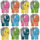 12 Pairs Kids Gardening Gloves Children Yard Work Glove Rubber Coated Garden Gloves for Girls Boys T