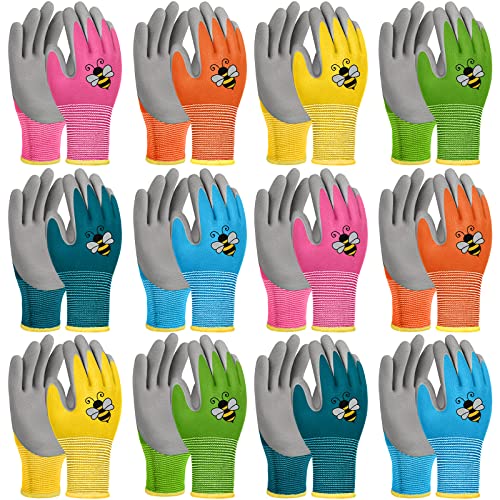 12 Pairs Kids Gardening Gloves Children Yard Work