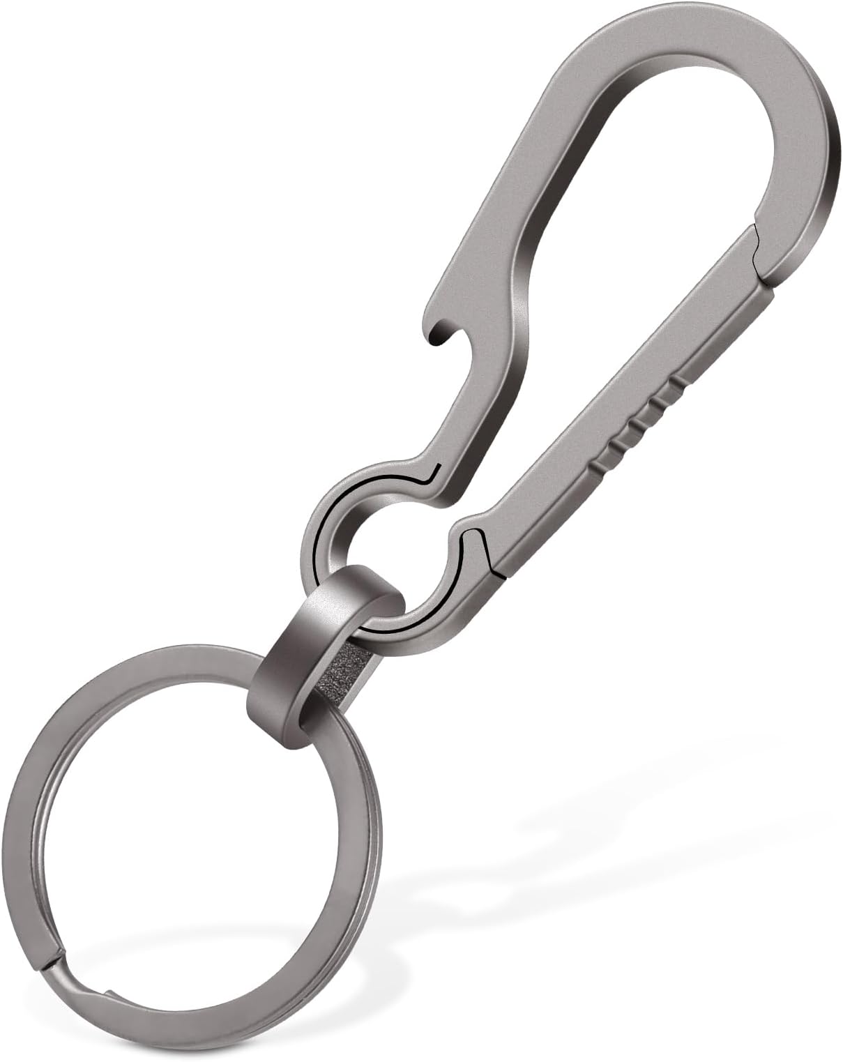 Titanium Carabiner Keychain Clip Multifunctional Carabiner Keychain Duty Belt Key Holders Small Keychain Carabiner Titanium Heavy Duty Keychain Carabiner, silver