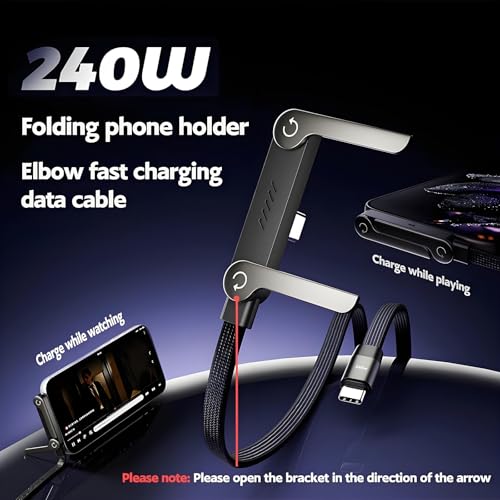 Yaslayp Invisible Holder Charger Cable with Stand,Type-C to Type-C,240W PD Fast Charging Cable with 360° Adjustable Metal Stand,2 in 1 Invisible Holder Charger Cable with Stand for Desk, Gaming(1PC) - image 2
