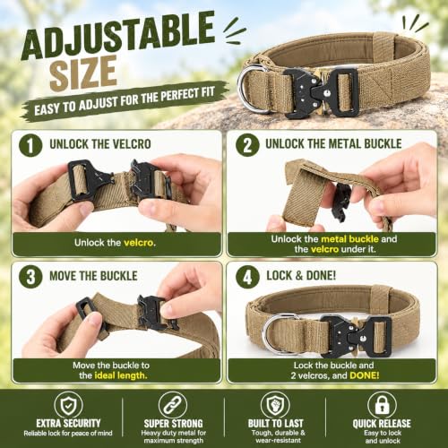 Image of Tactical Dog Collar and Leash Set,Khaki