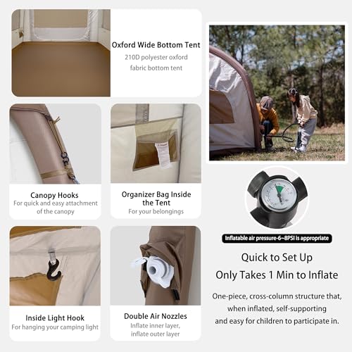 Carpa inflable para camping 3 personas windhike ligera miniatura 4