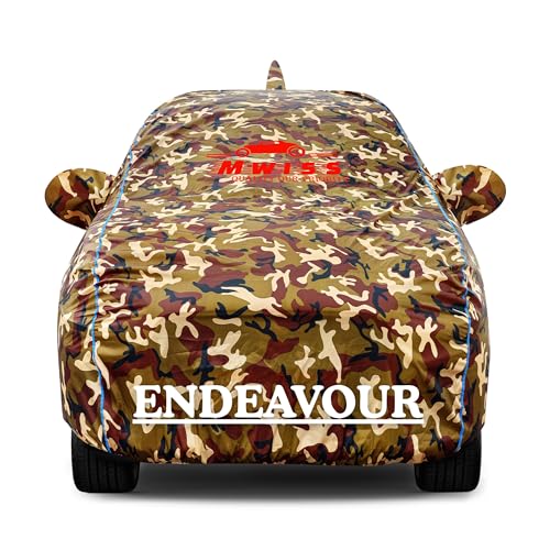 Image of Waterproof Car Cover for Ford Endeavour | Dustproof, UV & Scratch Resistant Soft Cotton Lining | Triple Stitched, Mirror Pockets & Elastic Hem | Jungle