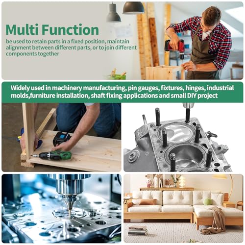 Yauhar 370Pcs 304 Stainless Steel Dowel Pins and Compression Springs Assortment Kit, M2 M3 M4 M5 Shelf Support Peg Pin Rod Fasten Elements