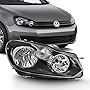 AKKON - VW MK6 Headlight Headlamp For 2010-2014 Jetta / 10 11 12 13 14 Golf Wagon 4DR Chrome Passenger Right Side Replacement