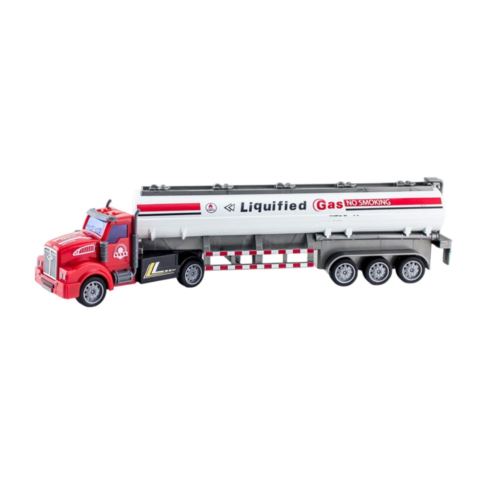 CoudarTitie Toy Lorry Model Heavy-duty Truck with Pull Back Mechanism Oil Tank Truck Dump Truck for Collection Indoor Outdoor Boys, White, 33cm