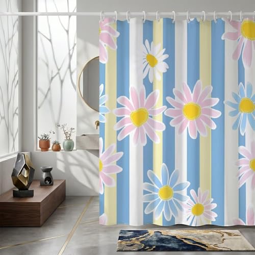 Rideaux de douche fleur tissu polyester imperméable 150x170cm lavable en machine