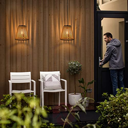 Livinlarge Bamboo Lantern Outdoor Waterproof Solar Chandelier, Rattan Decorative Lights For Farmhouse And Porch, Handmade Bamboo Woven Hanging Pendant Lamp, Nordic And Boho Style. #TOP2
