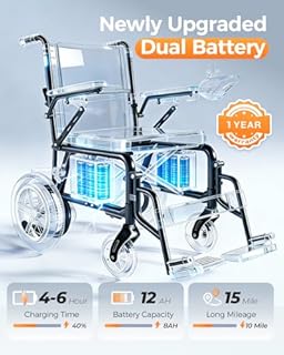 Electric Wheelchair for Adults - 15 Miles Long Travel Range, Lightweight Folding, Motorized Power Chair for Indoor/Outdoor Mobility - Compact Size - Black