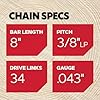 Oregon R34 AdvanceCut Replacement Chainsaw and Pole Saw Chain, for 8" Guide Bars, 34 Drive Links, Pitch: 3/8" Low Profile, .043" Gauge #2