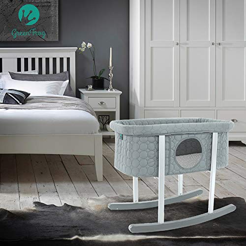 Baby Bassinet Cradle Includes Gentle Rocking Feature, Great for Newborns and Infants Safe Mattress Includes Wheels for Easy Movement High End Washable Fabric Lightweight