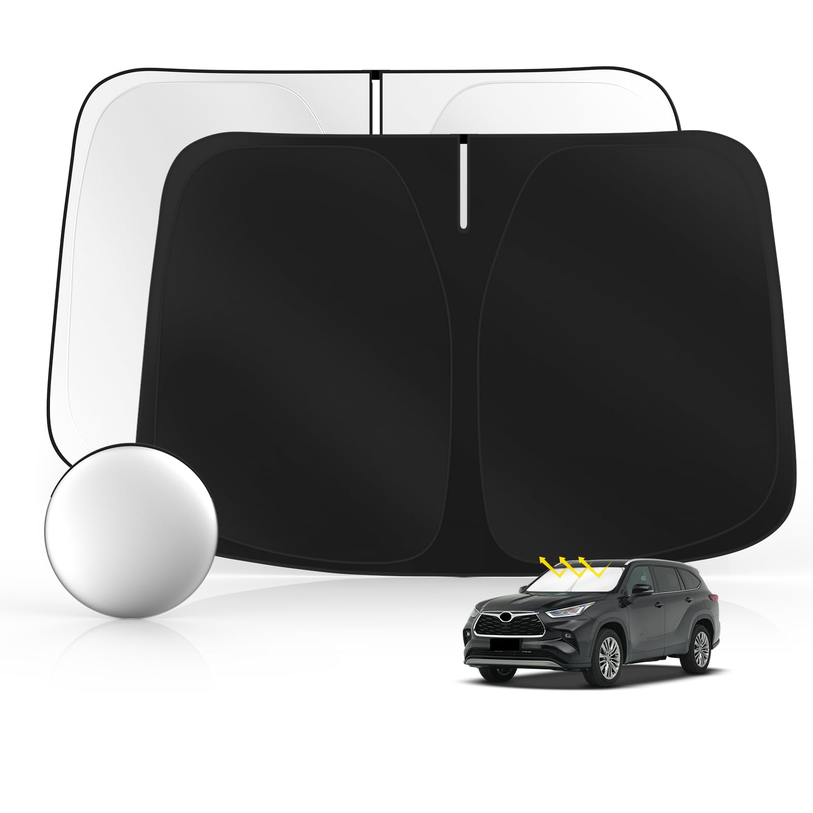 Sulagi Windshield Sun Shade for Toyo-ta Highlander 2020-2025 Foldable Sunshade Custom Fit Front Window Car Interior Accessories Protector Blocks UV Rays