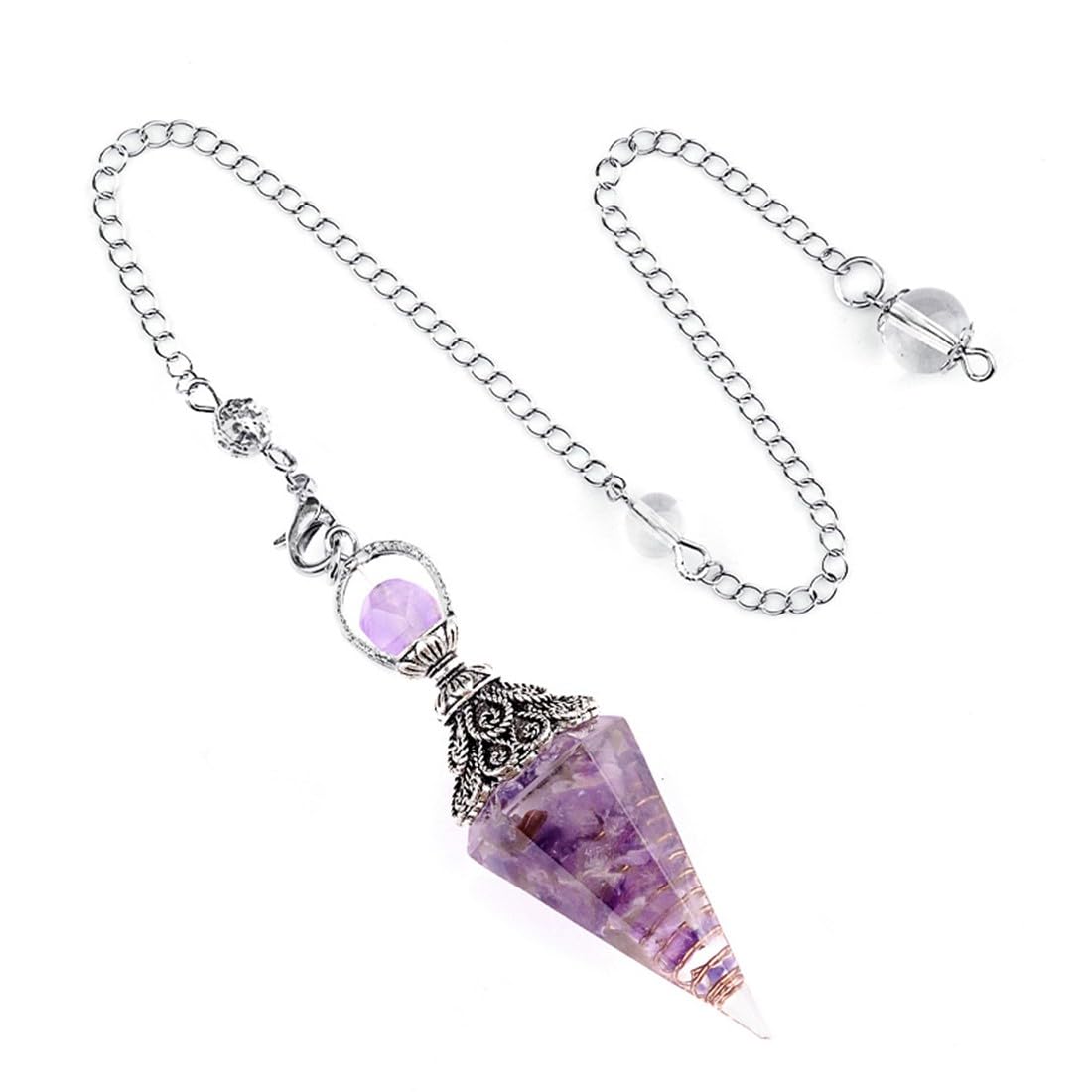 Péndulo De Cristal, Amatista Piedra Natural, Colgante Pendulos Adivinacion, Pendulo Hebreo, Pendulos Radiestesia, Equilibrio Reiki, Péndulo Hexagonal Para Chakra, Reiki, Adivinación, Meditación