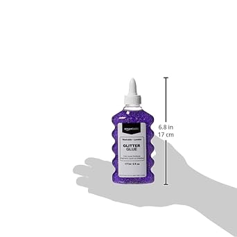 Amazon Basics Liquid Washable Glitter Glue for Making Slime, Art Crafts and School, Assorted Colors (Purple, Pink, Red, Blue), 6 oz Each, 4-Count