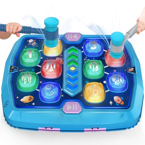 Image of Whack Game Mole Toys for 3 4 5 6 Year Old Boys, Pounding Toys for Age 3-8, 3 Modes & Light Interactive Toddlers Toy with 2 Hammer, Birthday Gifts for Toddler Boy Girl Age 3 4 5 6 7 8 9