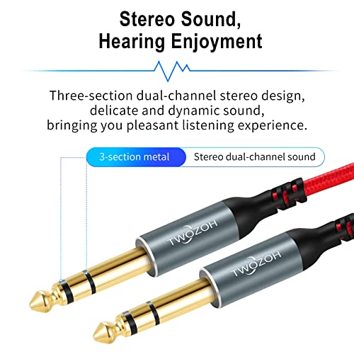 Miniatura 6 de Twozoh Cable Trs 6.35mm Estéreo 0,5m, Trenzado Cable Jack Guitarra De 6,35 Mm A 6,35 Mm Profesional Hifi