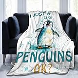 Exroozy Penguin Throw Blanket Cute Penguin Plush Fleece Soft Cozy Cartoon Penguin Gifts Blanket for Kids Girls Boys Adults Couch Bed Chair Office Dorm Decor 40''X50''
