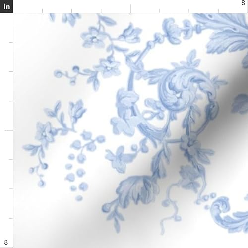 Spoonflower FI-F86-D3470770-1Y Fabric - Grandmillennial Cottagecore French Countryside Blue And White Floral Printed thumb #2