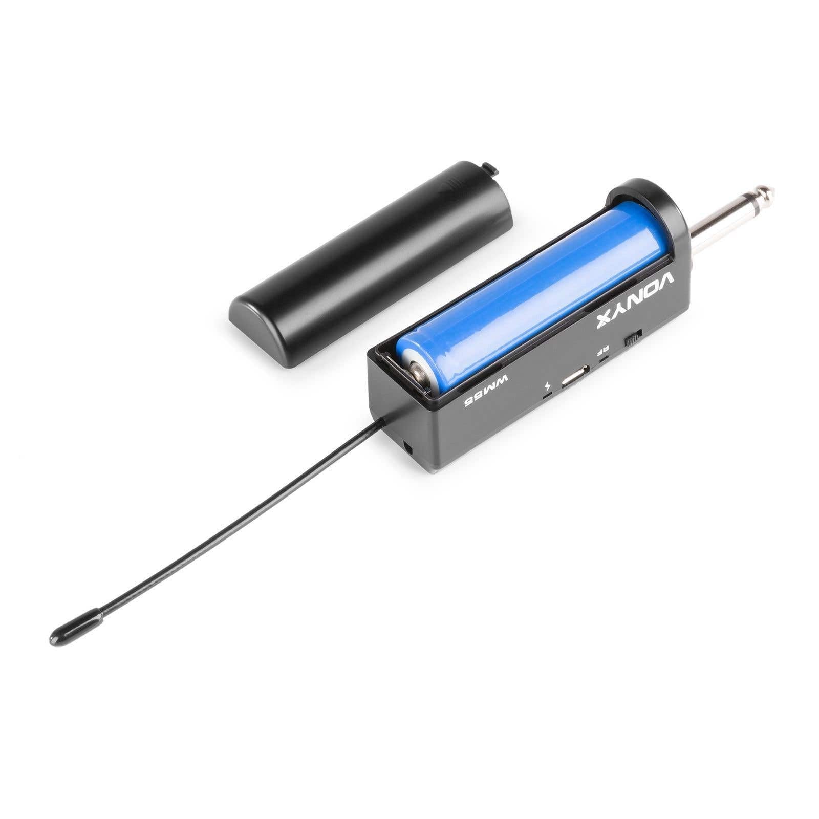 Vonyx WM552 Set de 2 Micrófonos Inalámbricos Duales con Receptor UHF, Conector de Altavoz, Recargable por USB, 10 Canales seleccionables, Silencio Automático, Micro para Cantar, Microfono Reuniones