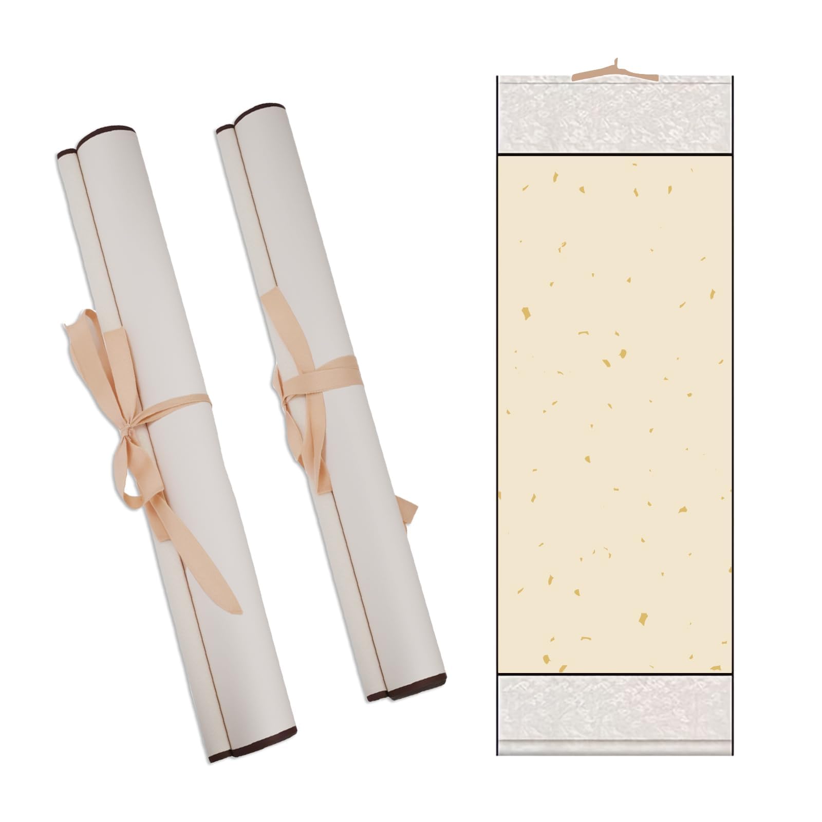 2 Pcs Blank Hanging Scrolls, 93x32cm Chinese Xuan Paper for Calligraphy