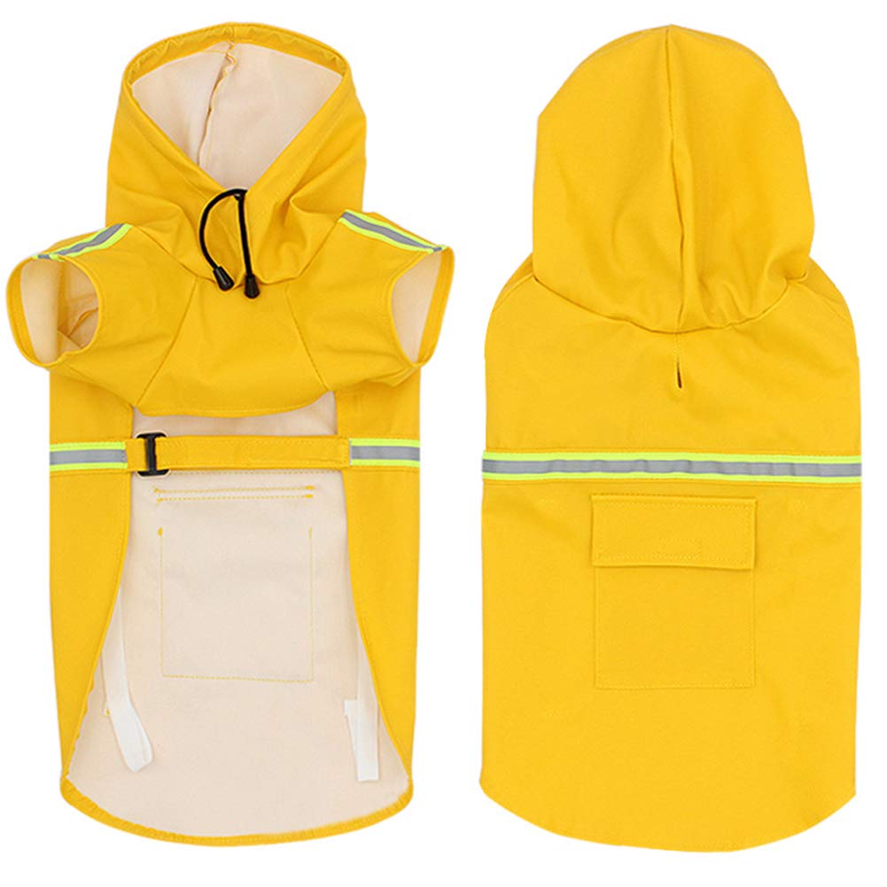 Impermeabile del Cane Riflettente Impermeabile Leggera Regolabile Giacca di Pioggia del Cane con Cappuccio, Cane Pioggia Poncho Cappotto per Le Piccole Medie Cani di Taglia Grande