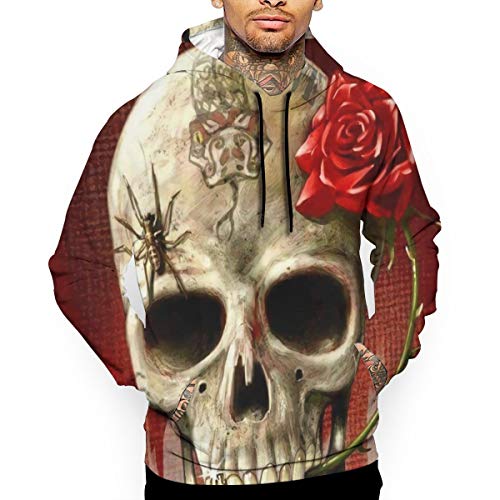 Preisvergleich Produktbild PKLUAS Kapuzenpullover, Unisex, modisch, 3D-Digitaldruck, Totenkopf, mit Taschen (S-XXL), Polyester, weiß, S