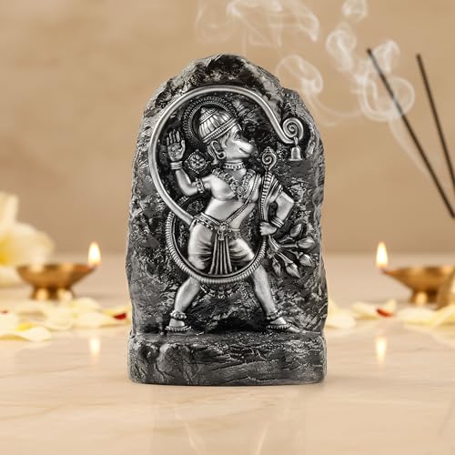 Image of Artarium Kesari Nandan Hanuman Idol Bold Divine Sculpture for Home Temple Decor, Symbol of Strength, Devotion, Protection, and Courage Handcrafted Spiritual Masterpiece (Silver Finish | 6 Inch)
