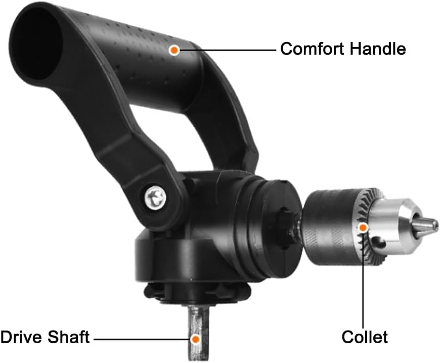 TopHomer Right Angle Drill Attachment, 90 Degree Drill Chuck, Durable Right Angle Adapter for Tight Spaces, for Drills from 1.5-10mm/0.05-0.39in