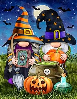 QENSPE Diamond Painting Diamond Art Kits Adults Diamond Painting Kits for Adults 5D Full Diamond Painting Kit Gem Art Kits Adults Gem Painting with Diamonds Halloween Diamond Painting Gnomes 30x40cm
