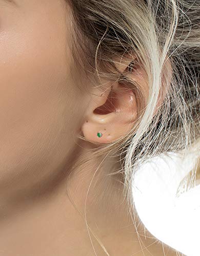 Tornito 20G 18 Pairs Stainless Steel Multicolor CZ Stud Earrings Set Piercing Cartilage Helix Earrings Set Screwback for Women 3MM-5MM3