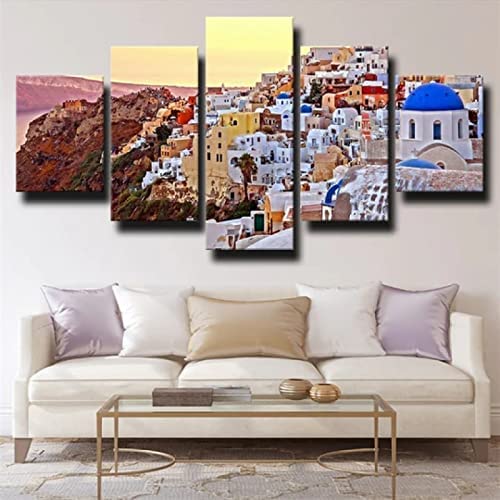 Tableau Multi Panneau 5 Parties Tableau Impression Sur Toile Sans Cadre 100 X 50 Cm 5 Pieces Toile Tableau Tableaux Decor Murale Salon Moderne Deux Éléphants...