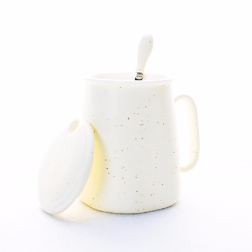 HQLCX Minimalist Personality Mug With Cover The Creative European Style Coffee Mug,Yellow